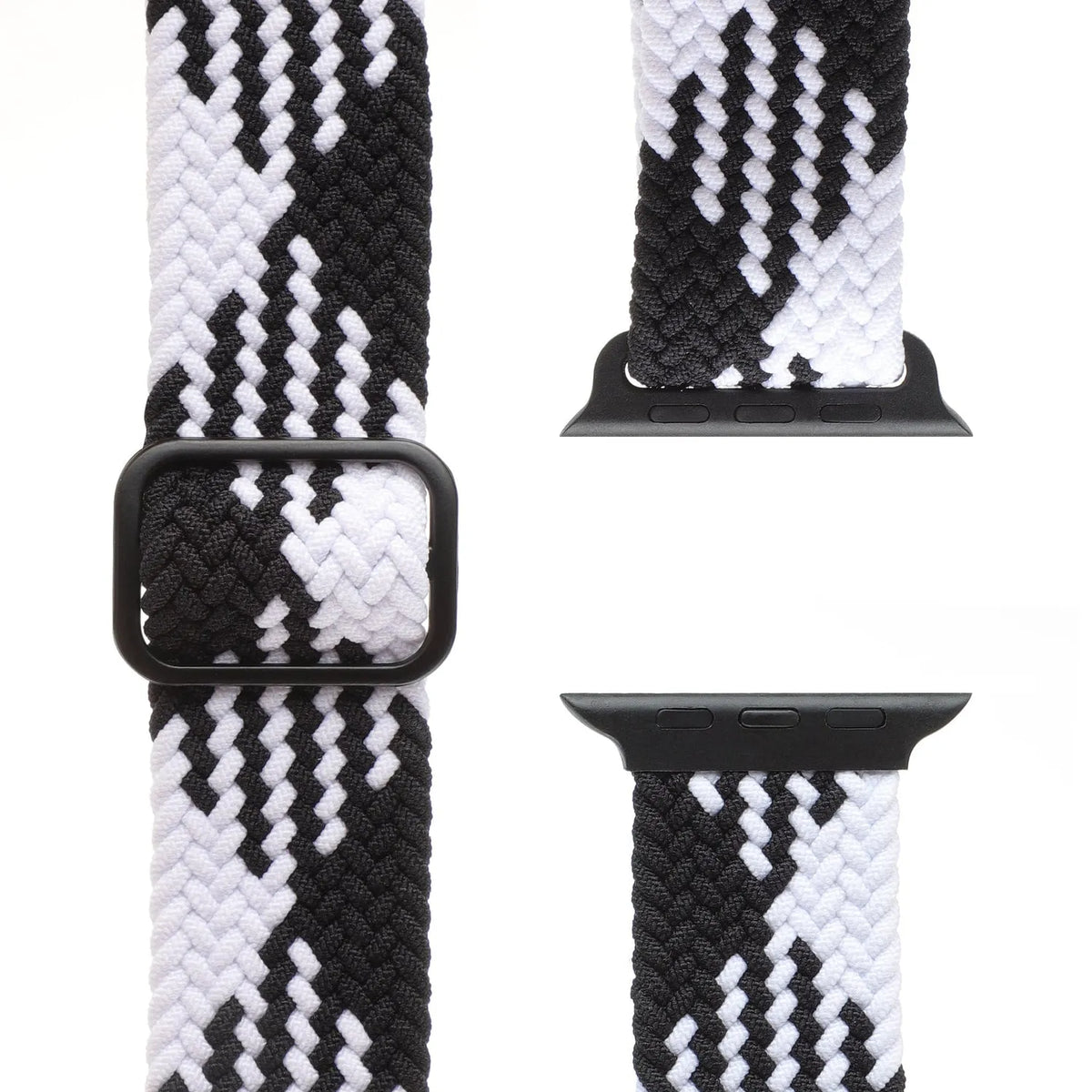 Adjustable Apple Watch Braided Loop#color_black/white