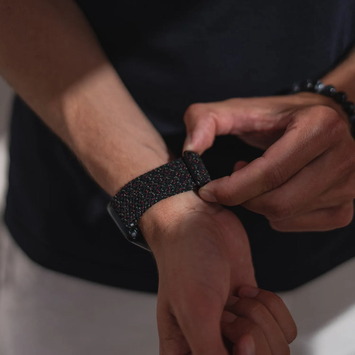 Adjustable Apple Watch Braided Loop#color_star black