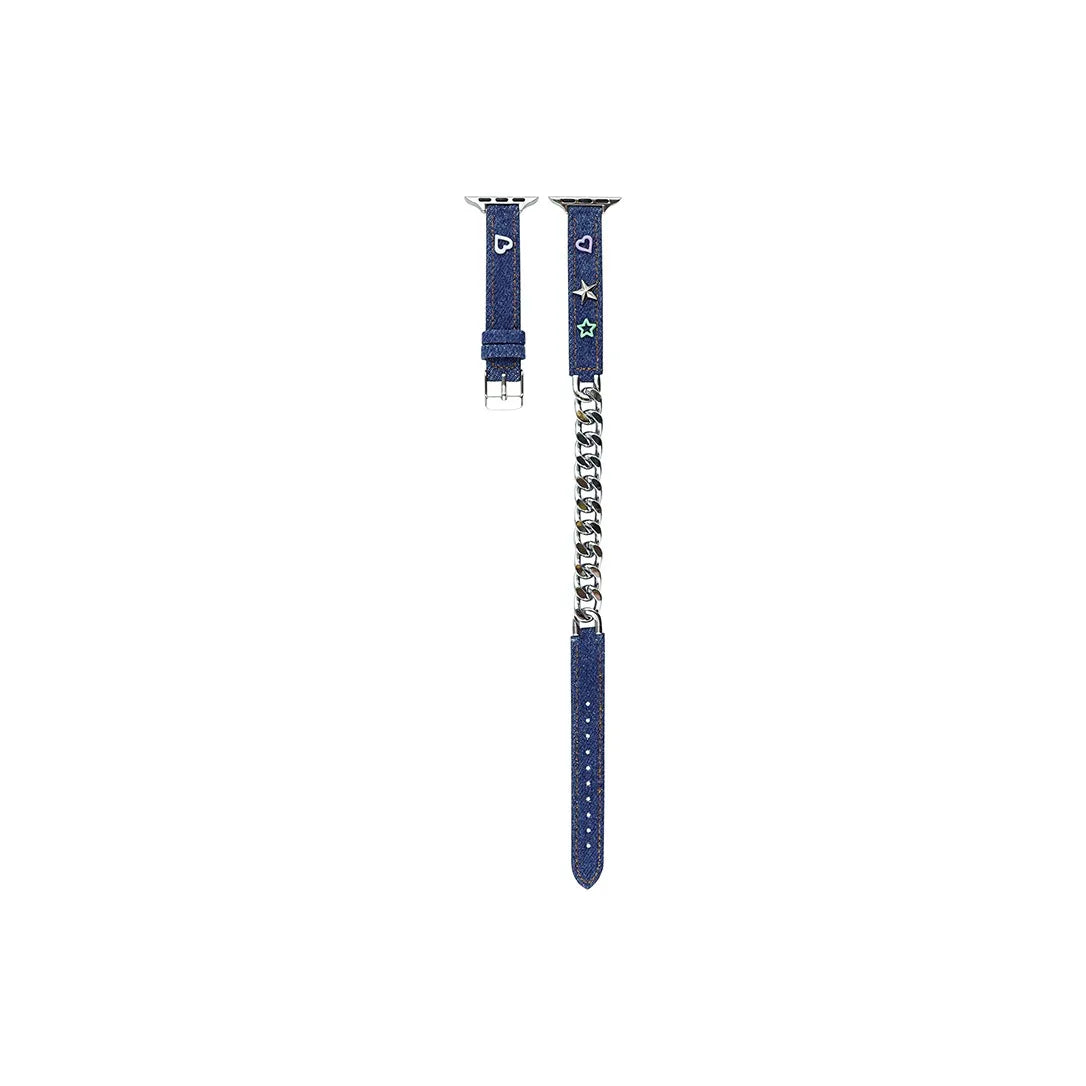 Apple Watch Lederarmband | Doppelte Denim-Kette