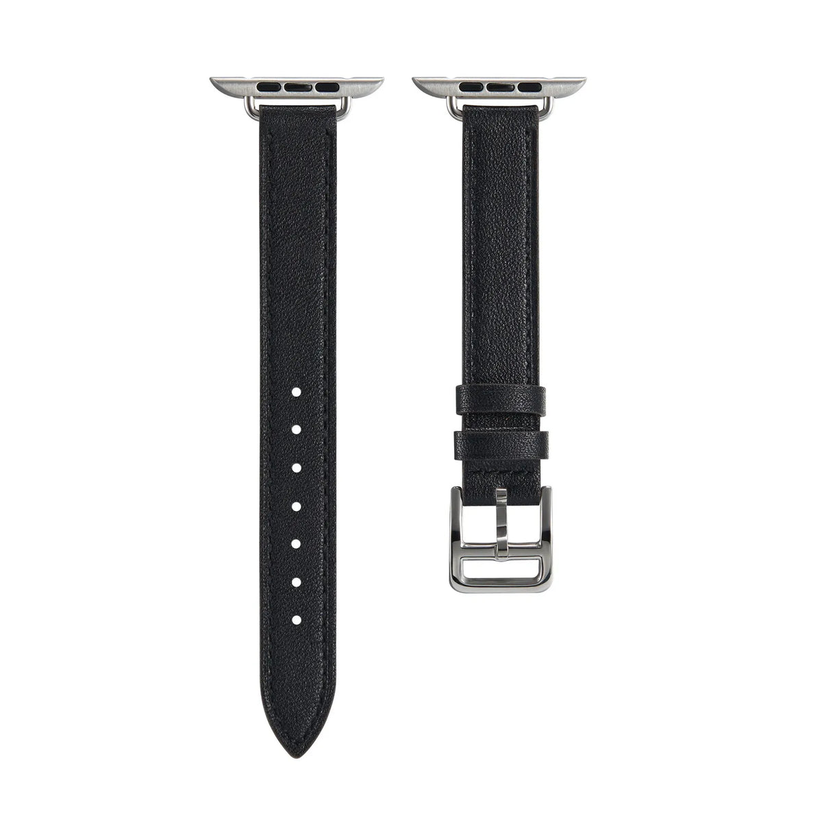 slim Apple Watch leather band#color_black