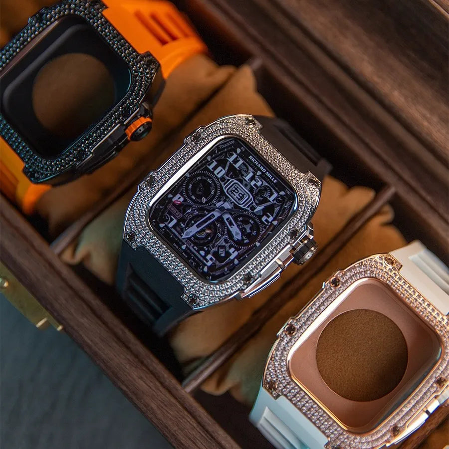 Diamond Stainless Steel Apple Watch Case Retrofit Kit