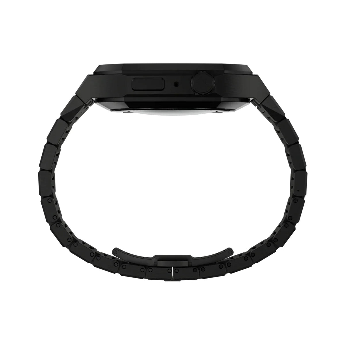 luxury Apple Watch case stainless steel band#color_black