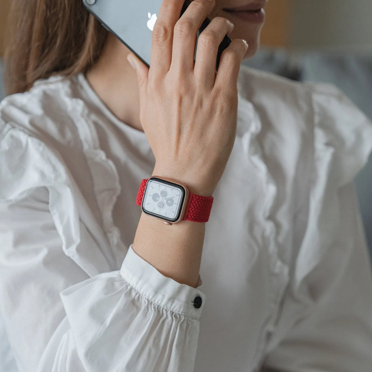 Adjustable Apple Watch Braided Loop#color_red