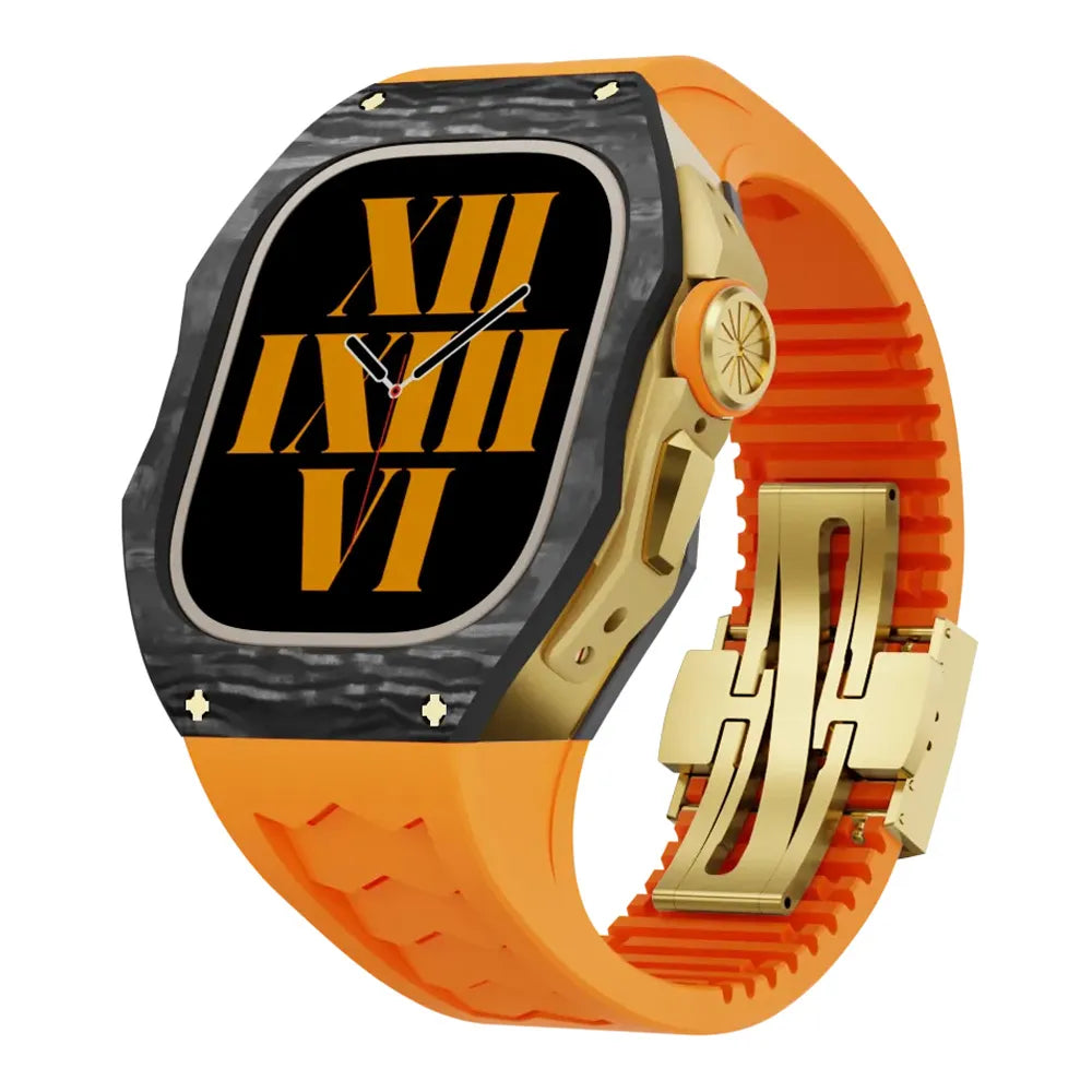Carbon fiber Apple Watch Ultra case retrofit kit - orange#color_orange