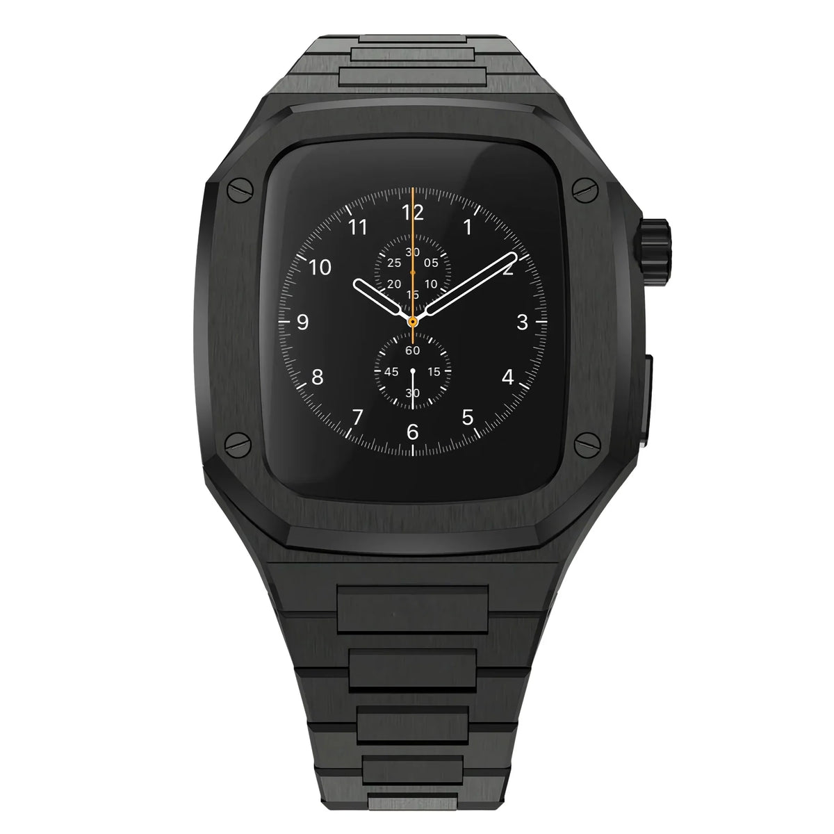 luxury Apple Watch case stainless steel band#color_black